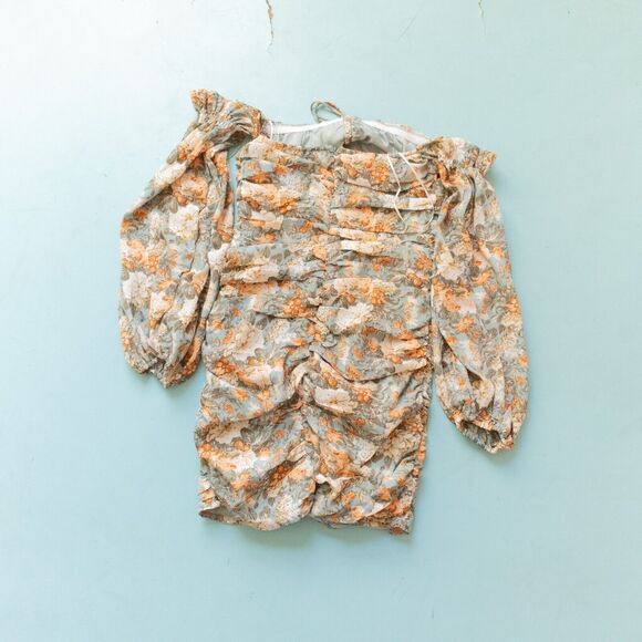 Hello Molly Basque Country Sage Long Sleeve Ruched Bodycon Mini Dress Size US 2 - Picture 10 of 10